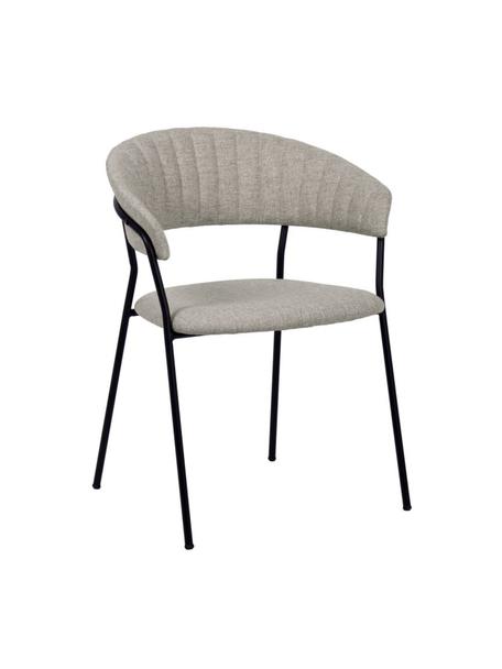 Gestoffeerde stoelen Belle in grijs, 2 stuks, Bekleding: 70% polyester, 30% acryl, Zitvlak: polypropyleen, Poten: gepoedercoat staal, Stof grijs, B 57 x D 54 cm