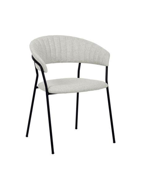 Gestoffeerde stoelen Belle in grijs, 2 stuks, Bekleding: 70% polyester, 30% acryl, Zitvlak: polypropyleen, Poten: gepoedercoat staal, Stof grijs, B 57 x D 54 cm
