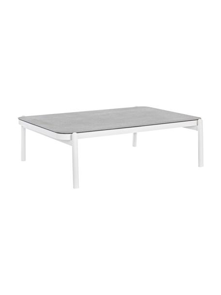 Mesa de centro para exterior Florencia, con tablero de cristal, Tablero: vidrio recubierto, Estructura: aluminio con pintura en p, Gris, blanco, An 120 x F 75 cm