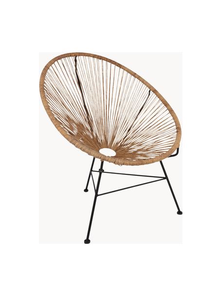 Fauteuil acapulco en plastique tressé Bahia, Brun clair, larg. 81 x prof. 73 cm