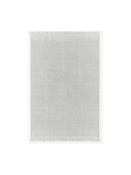 Flachgewebter Teppich Ryder mit Fransen, 100 % Polyester, GRS-zertifiziert, Hellgrau, Weiß, B 160 x L 230 cm (Größe M)