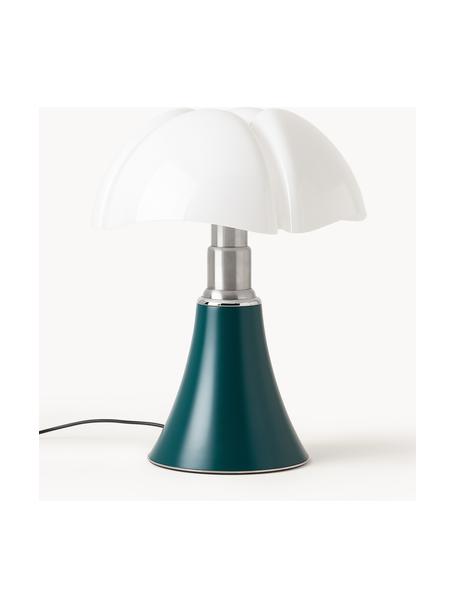 Lampada da tavolo grande a LED con luce regolabile Pipistrello, regolabile in altezza, Struttura: metallo, alluminio laccat, Petrolio opaco, Ø 40 x Alt. 50 - 62 cm