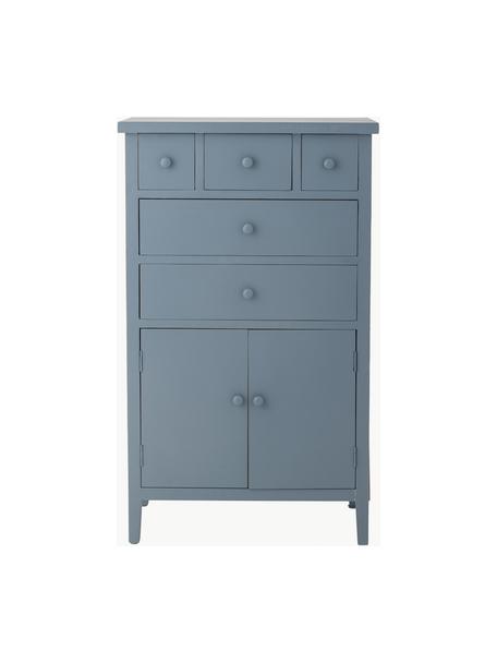 Cassettiera in legno Allison, Pannello di fibra a media densità (MDF), legno di abete, Grigio-blu, Larg. 58 x Alt. 96 cm