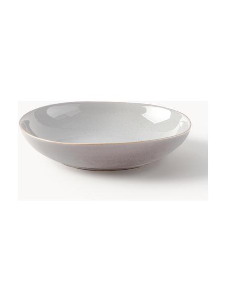 Piatto fondo con smalto reattivo Hali 4 pz, Gres smaltato, Blu-grigio con bordo marrone, Ø 21 x Alt. 5 cm