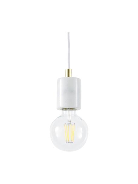 Lámpara de techo pequeña de mármo Siv, Pantalla: mármol, Anclaje: metal recubierto, Cable: cubierto en tela, Mármol blanco, Ø 6 x Al 10 cm