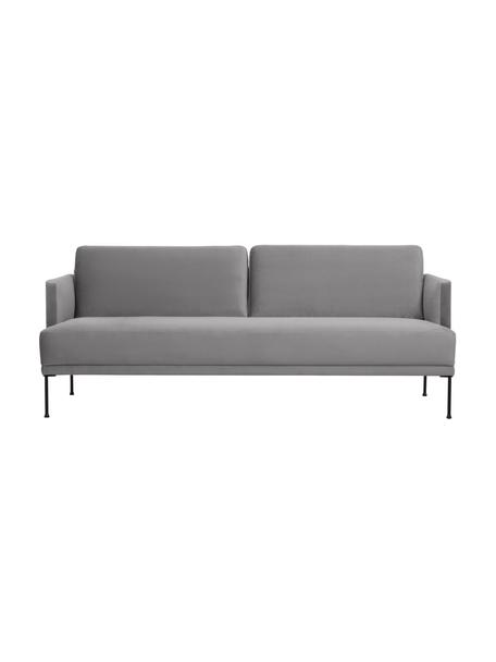 Divano 3 posti in velluto con piedini in metallo Fluente, Rivestimento: velluto (rivestimento in , Struttura: legno di pino massiccio, Piedini: metallo verniciato a polv, Velluto grigio chiaro, Larg. 196 x Prof. 85 cm