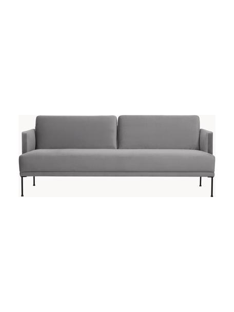 Sofa z aksamitu Fluente (3-osobowa), Tapicerka: aksamit (wysokiej jakości, Stelaż: lite drewno sosnowe z cer, Nogi: metal malowany proszkowo, Szary aksamit, S 196 x G 85 cm