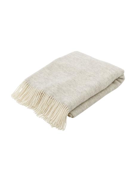 Plaid en laine réversible avec franges Tirol, Gris clair, larg. 140 x long. 200 cm
