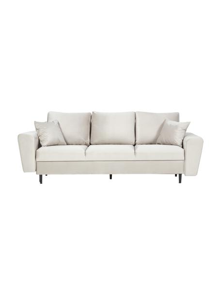 Zamatová pohovka na spanie s úložným priestorom Moghan (3-miestna), Zamatová béžová, Š 235 x H 100 cm