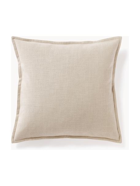 Housse de coussin 50s50 en coton Vicky, 100 % coton bio, Beige, larg. 50 x long. 50 cm