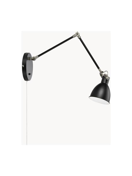 Aplique orientable House con enchufe, Pantalla: metal recubierto, Cable: plástico, Negro, F 84 x Al 18 cm