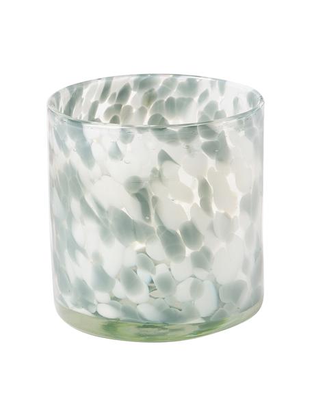 Svícen na čajovou svíčku se vzorem Bablu, Sklo, Zelená, bílá, Ø 12 cm, V 12 cm