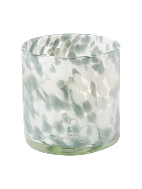 Teelichthalter Bablu mit Tuptenmuster, Glas, Weiß, Ø 12 x H 12 cm