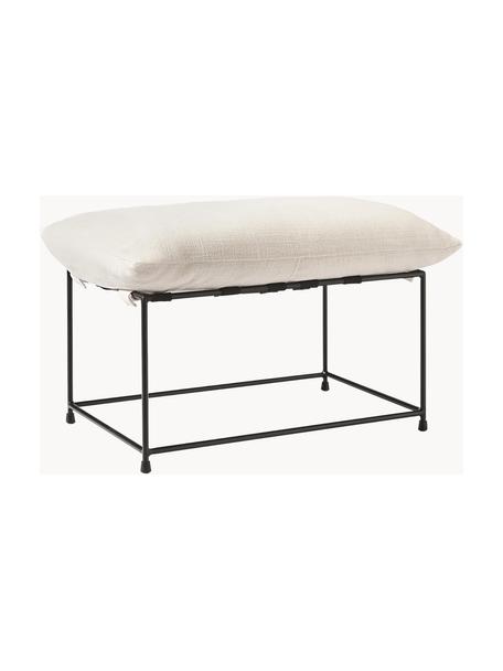 Gestoffeerde kruk Wayne in wit, Bekleding: 97% polyester, 3% linnen, Frame: gepoedercoat metaal, Geweven stof wit, B 73 x H 46 cm