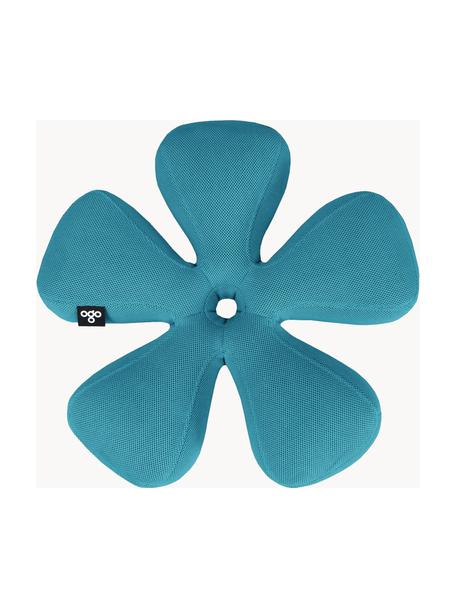 Kleine outdoor zitzak Flower, handgemaakt, Bekleding: 70% PAN + 30% PES, waterd, Petrol, Ø 72 x H 17 cm