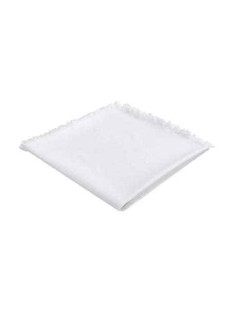 Katoenen tafelkleed Nalia met franjes, 100% katoen, Wit, Voor 4 - 6 personen (B 160 x L 160 cm)