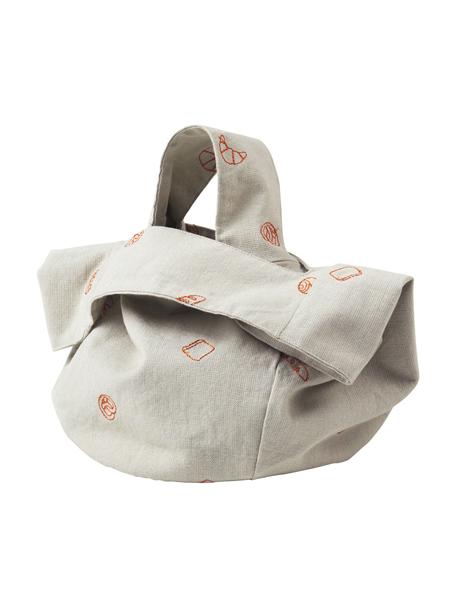 Baumwoll-Brotbeutel Bread mit Gebäck-Muster, 100 % Baumwolle, Beige, Orange, Ø 22 x H 22 cm