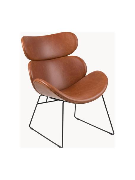 Fauteuil lounge en cuir synthétique Cazar, Cuir synthétique brun clair, larg. 69 x prof. 79 cm