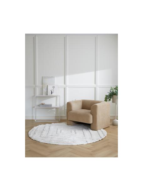 Tappeto rotondo soffice a pelo lungo con struttura in rilievo Magda, Retro: 55% poliestere, 45% polip, Bianco crema, Ø 200 cm (taglia L)