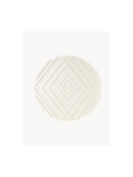 Tapis rond shaggy moelleux texturé Magda, Blanc crème, Ø 200 cm (taille L)