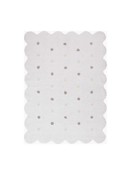 Handgewebter Kinder-Teppich Biscuit, Flor: 97 % Baumwolle, 3 % Kunst, Weiß, Hellgrau, Hellbeige, B 120 x L 160 cm (Größe S)