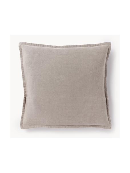 Funda de cojín de lino Lanya, 100% lino, Gris pardo, An 40 x L 40 cm