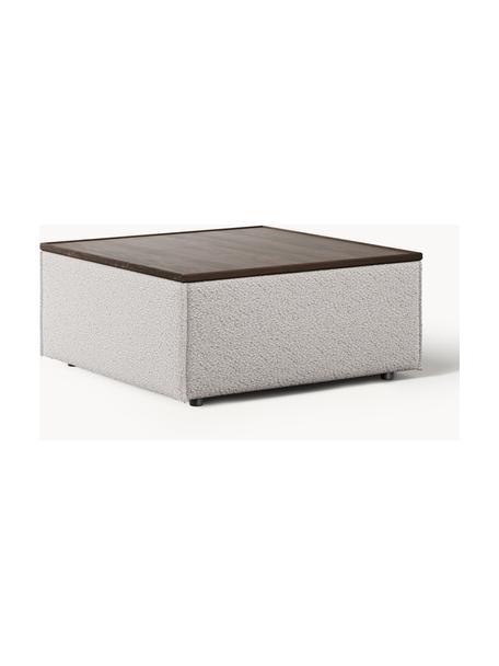 Sofa-Hocker Lennon aus Bouclé mit Stauraum, Bezug: Bouclé (80 % Polyester, 2, Tablett: Eichenholz, Spannplatte m, Gestell: Spanplatte, mitteldichte , Füße: Kunststoff Dieses Produkt, Bouclé Taupe, dunkles Eichenholz, B 88 x T 88 cm