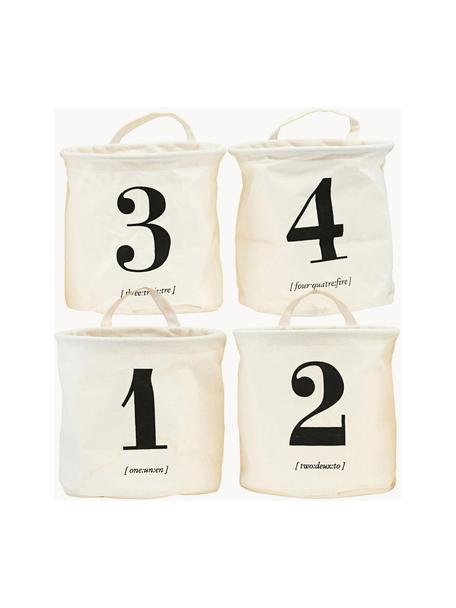 Set 4 cestini 1-2-3-4, Cotone, poliestere, rayon, Bianco latteo, nero, Ø 20 x Alt. 20 cm