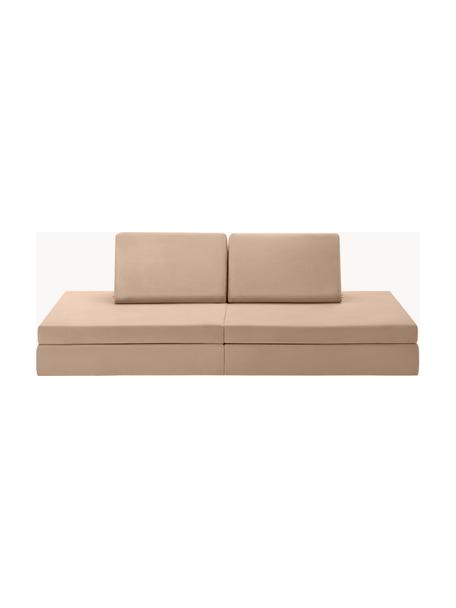 Ręcznie wykonana dziecięca sofa modułowa z aksamitu Arktis, Tapicerka: aksamit (100% poliester), Beżowy aksamit, S 168 x G 84 cm