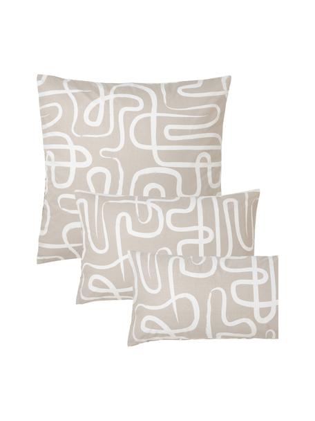 Perkal-Kissenbezug Malu aus Bio-Baumwolle in Beige/Weiß, Webart: Perkal Fadendichte 144 TC, Beige, Weiß, B 40 x L 80 cm