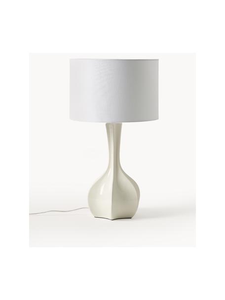 Lampa stołowa z ceramiczną podstawą Kash, Stelaż: metal powlekany, Biały, złamana biel, Ø 38 x W 68 cm