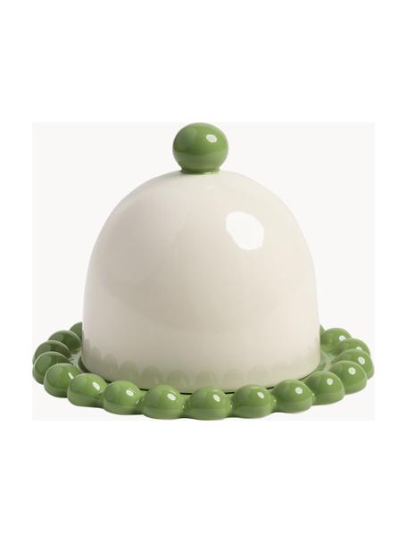 Miska na maslo Perle, Kamenina, Zelená, lomená biela, Ø 16 x V 13 cm