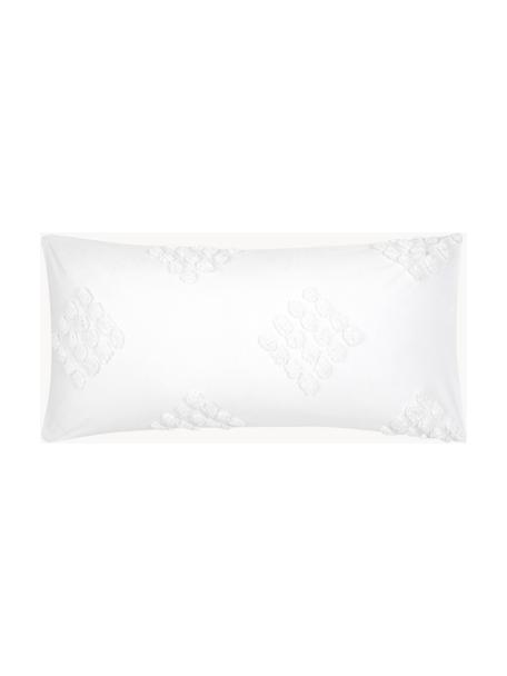 Poszewka na poduszkę z perkalu  z tuftowaną dekoracją Fia, 2 szt., Biały, S 40 x D 80 cm