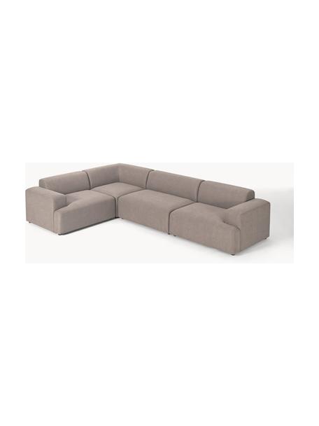 Divano angolare grande 4 posti Melva, Rivestimento: 100% poliestere Il rivest, Struttura: legno massiccio di pino e, Piedini: plastica Questo prodotto , Tessuto taupe, Larg. 339 x Prof. 220 cm, chaise-longue a sinistra