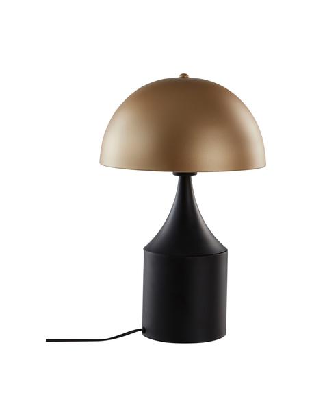 Retro tafellamp Quay, Lampenkap: gecoat metaal, Lampvoet: gecoat metaal, Goudkleurig, zwart, Ø 30 x H 41 cm