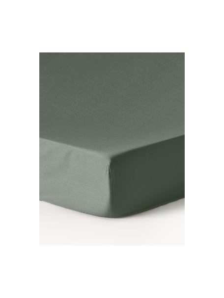 Lenzuolo con angoli topper in raso di cotone Premium, Verde scuro, Larg. 200 x Lung. 200 cm, Alt. 15 cm