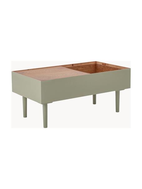 Bijzettafel Favne met opbergruimte, Multiplex, eikenhoutfineer, Hout, groen gelakt, B 90 x D 50 cm