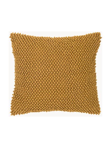 Copricuscino strutturato Indi, 100% cotone, Giallo senape, Larg. 45 x Lung. 45 cm