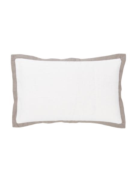 Housse de coussin rectangulaire lin blanc Mira, 51 % lin, 49 % coton, Blanc, larg. 30 x long. 50 cm