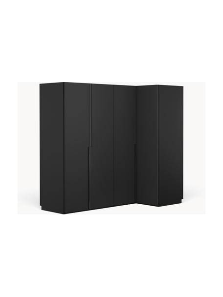 Armario esquinero modular Leon, 4 puertas (215 cm), diferentes variantes, Estructura: tablero aglomerado revest, Negro, Interior Basic (An 215 x Al 200 cm) esquinero