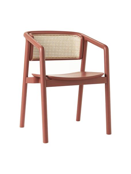 Chaise à accoudoirs avec cannage Gali, Terracotta, beige, larg. 56 x prof. 55 cm