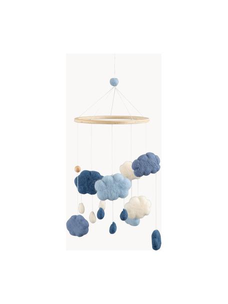Móvil bebé artesanal Clouds, Tonos azules, Ø 22 x Al 57 cm