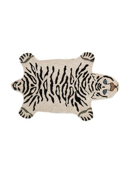 Fussmatte White Tiger, Oberseite: Kokosfaser, Unterseite: PVC, Gebrochenes Weiss, Schwarz, B 45 x L 70 cm
