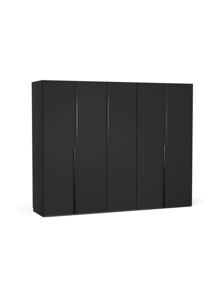 Modulaire draaideurkast Leon in zwart, 250 cm breed, verschillende varianten, Zwart, Basis interieur, hoogte 200 cm