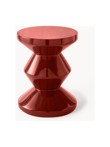 Tavolino rotondo Zig Zag, Plastica laccata, Rosso, Ø 36 x Alt. 46 cm