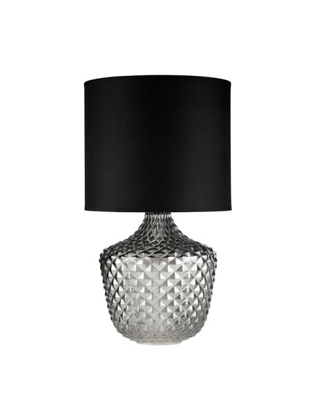 Lampada da comodino grande in vetro Brilliant Jewel, Paralume: tessuto, Base della lampada: vetro, Grigio, nero, Ø 32 x Alt. 56 cm