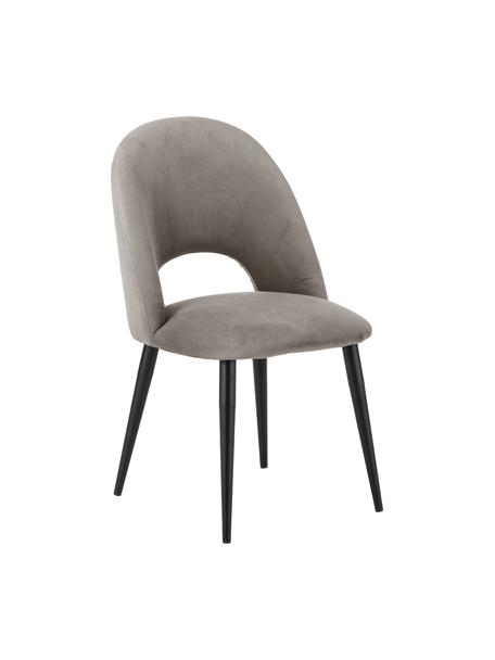 Silla de terciopelo Rachel, Tapizado: terciopelo (100% poliéste, Patas: metal con pintura en polv, Terciopelo gris pardo, An 53 x F 57 cm