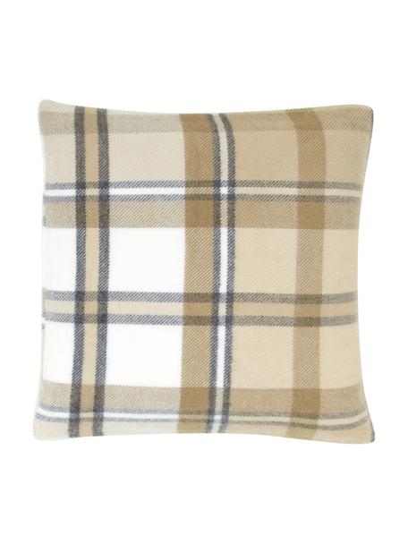 Federa arredo a quadri Neva, 100% poliacrilico, Beige, bianco, Larg. 45 x Lung. 45 cm