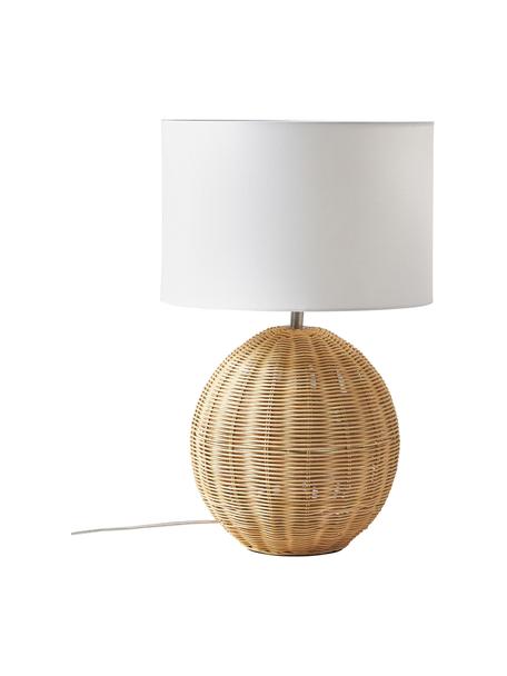 Lampa stołowa z podstawą z rattanu Magnus, Biały, jasny brązowy, Ø 32 x W 51 cm