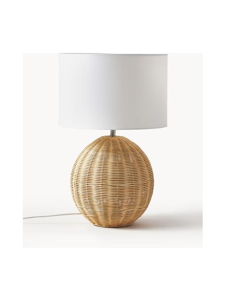 Lampa stołowa z podstawą z rattanu Magnus, Biały, jasny brązowy, Ø 32 x W 51 cm